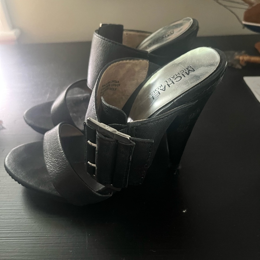 Michael Kors Black Stiletto Heels with Open-Toe Design